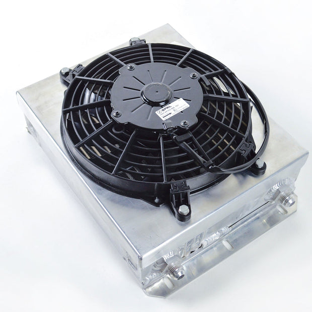 CSF 13.8in x 10in Dual Fluid Bar & Plate HD Oil Cooler w/9in SPAL Fan