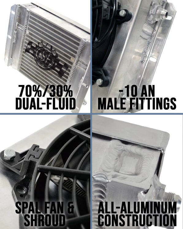 CSF 13.8in x 10in Dual Fluid Bar & Plate HD Oil Cooler w/9in SPAL Fan