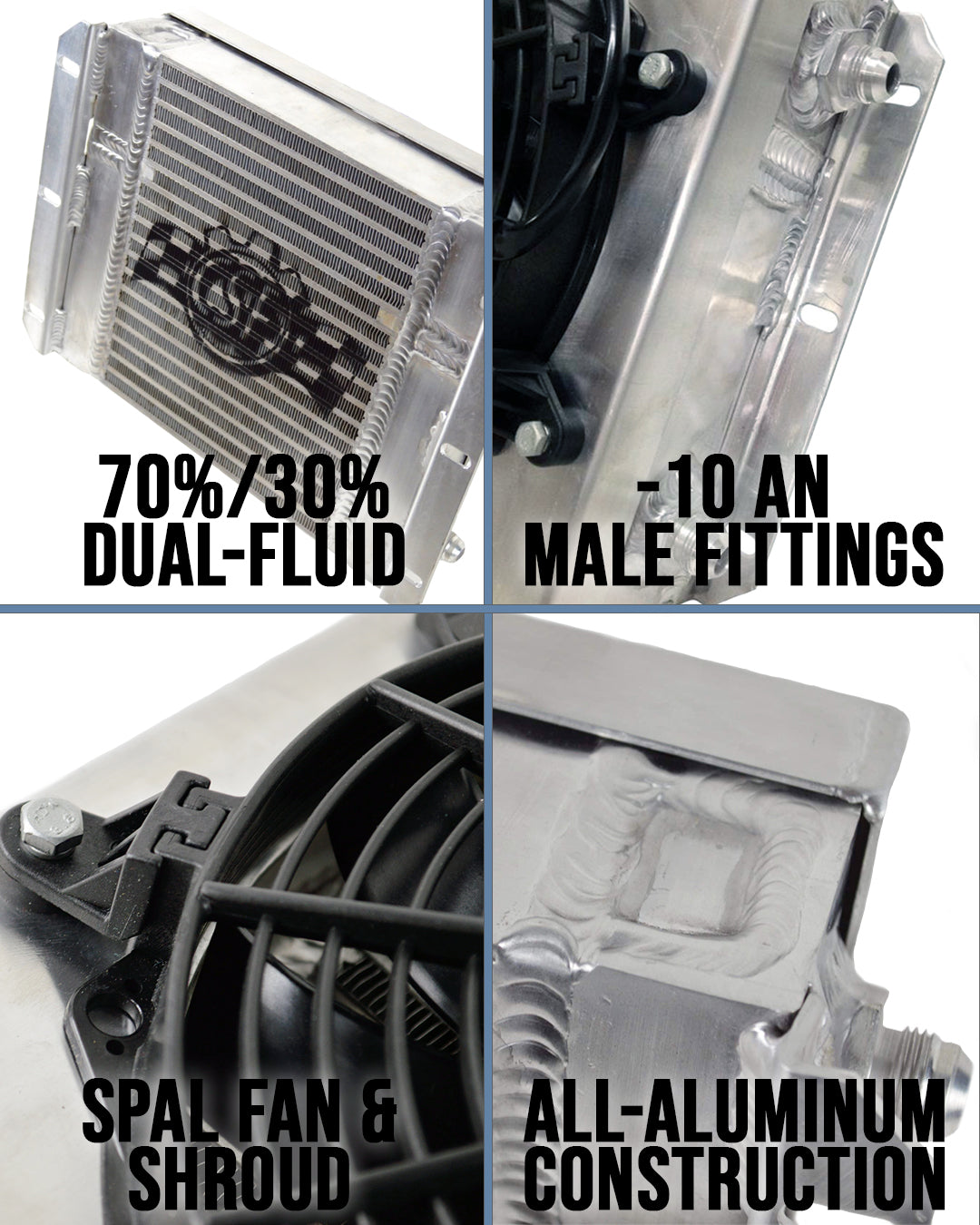 CSF 13.8in x 10in Dual Fluid Bar & Plate HD Oil Cooler w/9in SPAL Fan