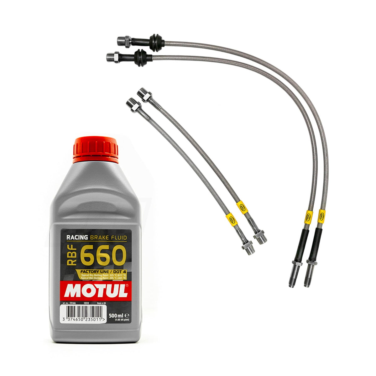 BMW E92 M3 Coupe HEL Stainless Steel Front & Rear Braided Brake Lines & MOTUL RBF 660 Brake Fluid Kit