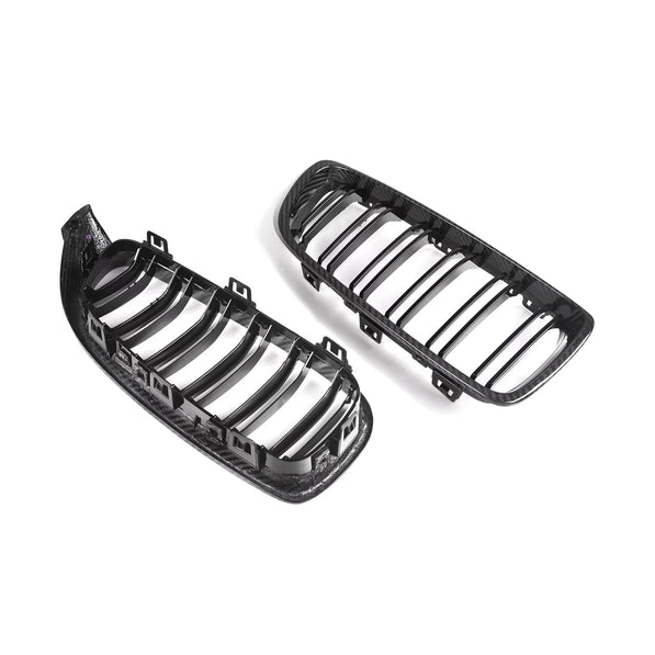 MHC+ BMW M3/M4 Premium Front Grilles In Pre Preg Carbon Fibre & Gloss Black (F80/F82/F83)