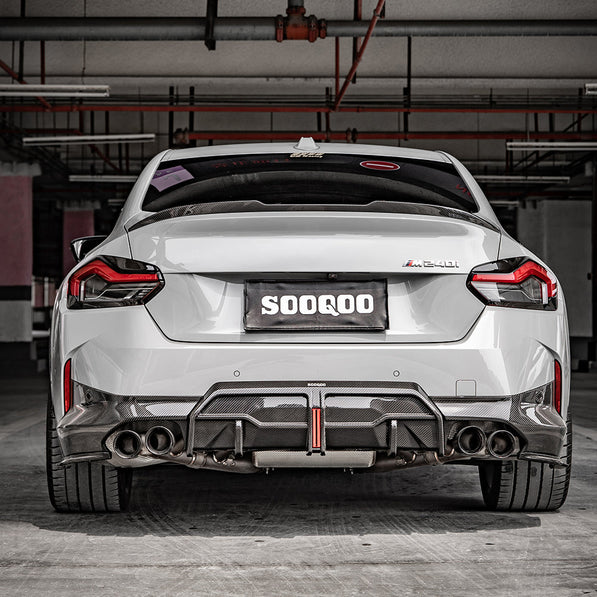 SooQoo BMW G42 M240i Rear Side Splitters In Gloss Carbon Fibre