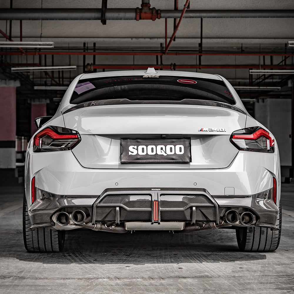SooQoo BMW G42 M240i Rear Diffuser In Gloss Carbon Fibre