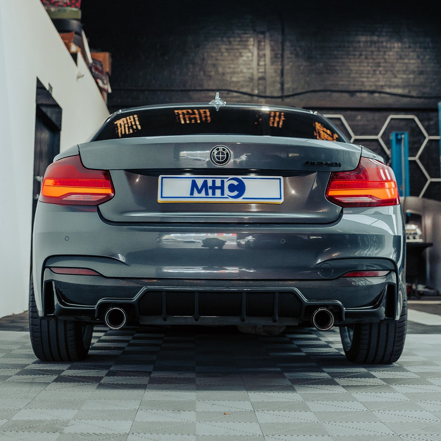 MHC+ BMW F22/F23 M235i & M240i Ultra Aggressive Style Rear Diffuser In Pre Preg Carbon Fibre