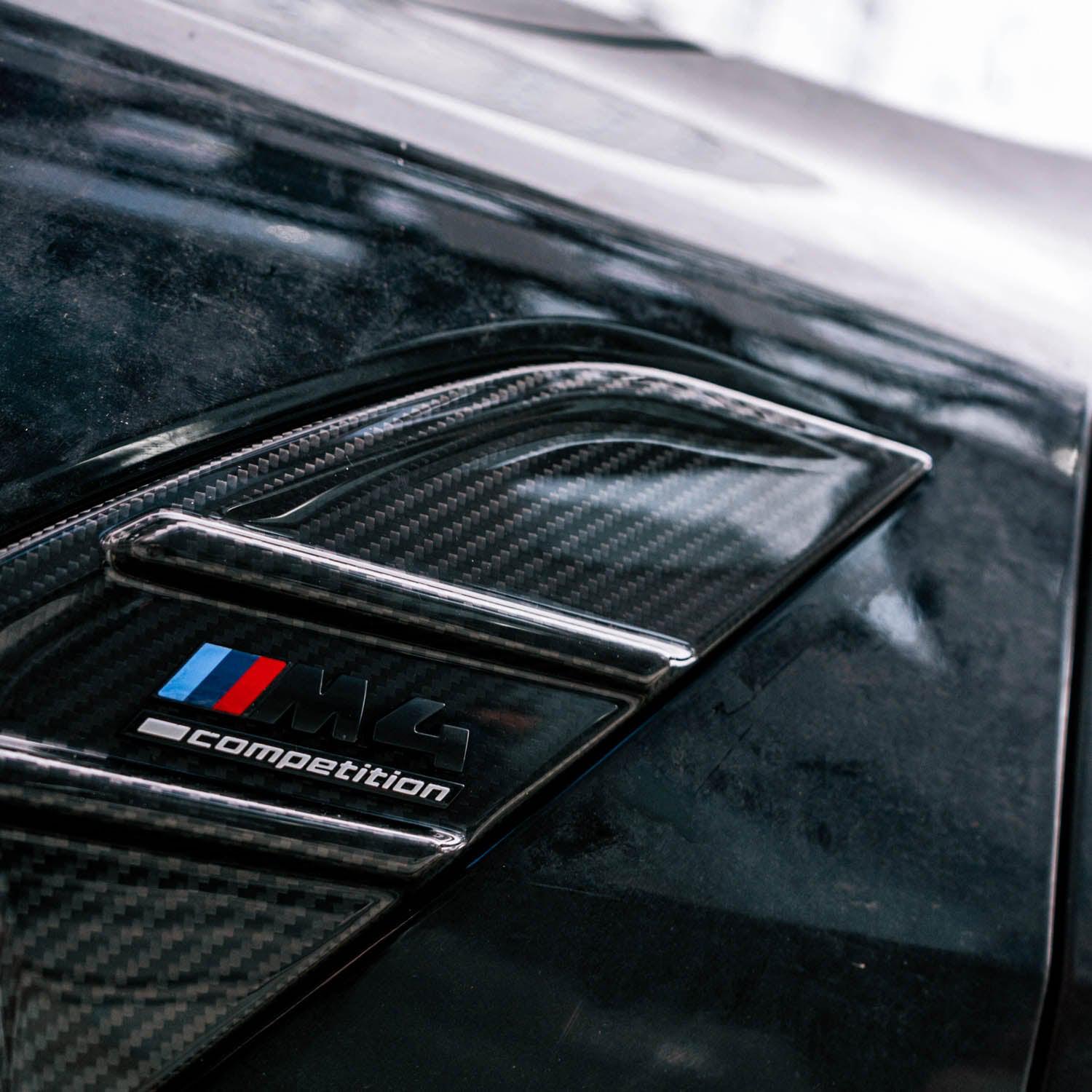 MHC+ BMW M4 Full Replacement Side Badges in Pre Preg Carbon Fibre (G82/G83)