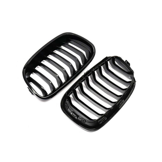 MHC Black BMW 1 Series Pre-LCI Single Slat Front Grilles In Gloss Black (F20/F21)