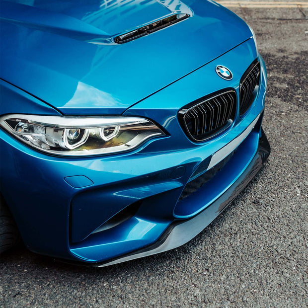 MHC+ BMW M2 N55 GT Style Front Splitter In Gloss Pre Preg Carbon Fibre (F87)