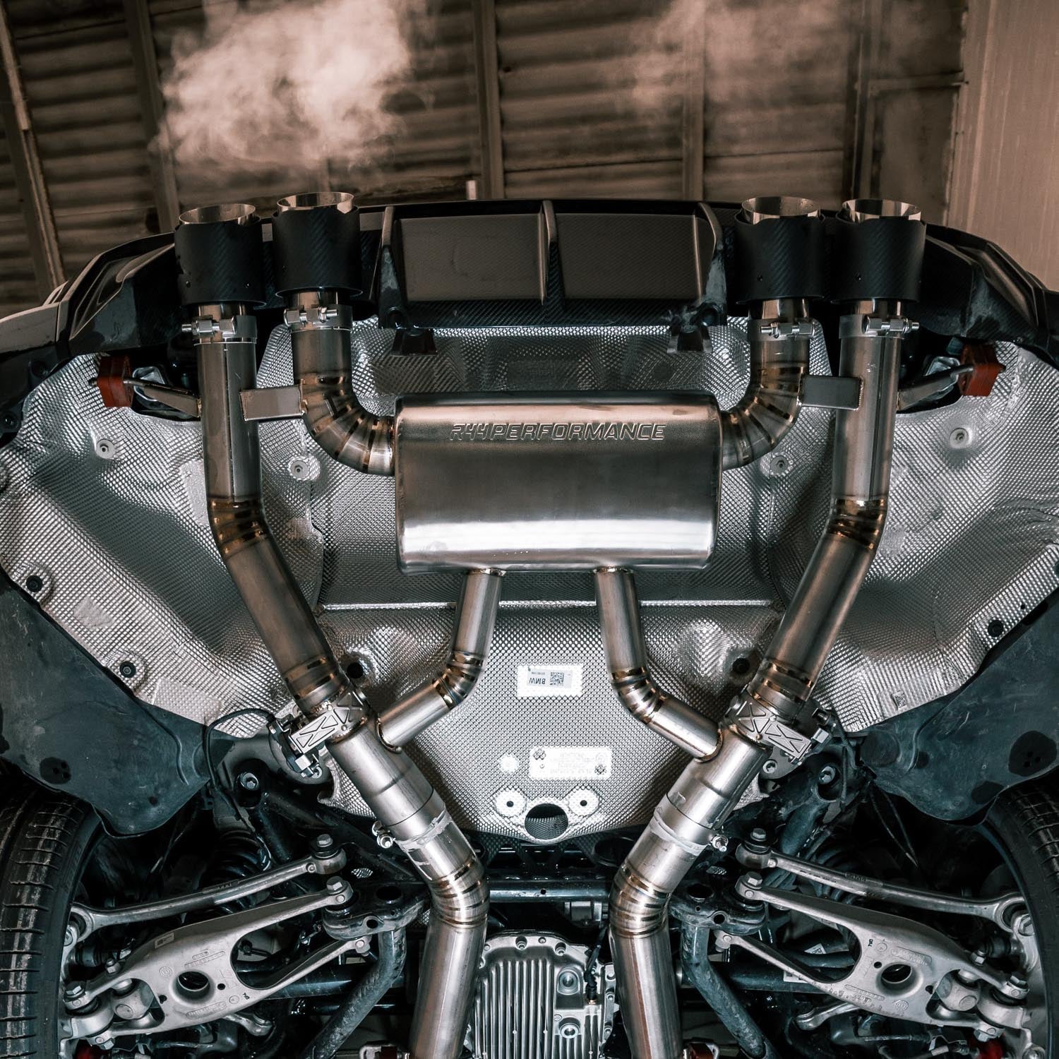R44 BMW M3/M4 Race Cat Back Exhaust System In Titanium With Carbon Tips (G80/G81/G82/G83)