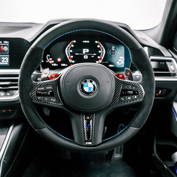 SHFT BMW G8X Round Steering Wheel In Alcantara & Leather (G80 M3, G82 M4 & G87 M2)