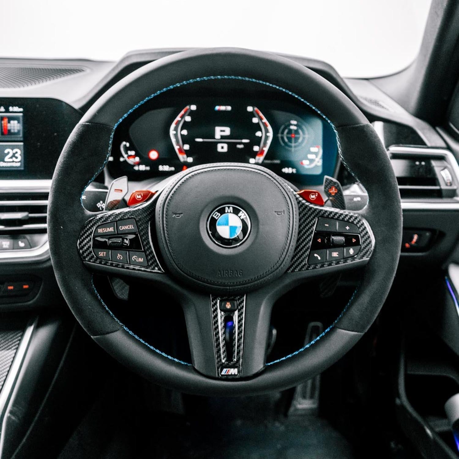 SHFT BMW G8X Round Steering Wheel In Alcantara & Leather (G80 M3, G82 M4 & G87 M2)