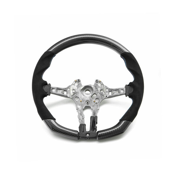 SHFT BMW F Series Flat Bottom Steering Wheel In Gloss Carbon Fibre & Alcantara