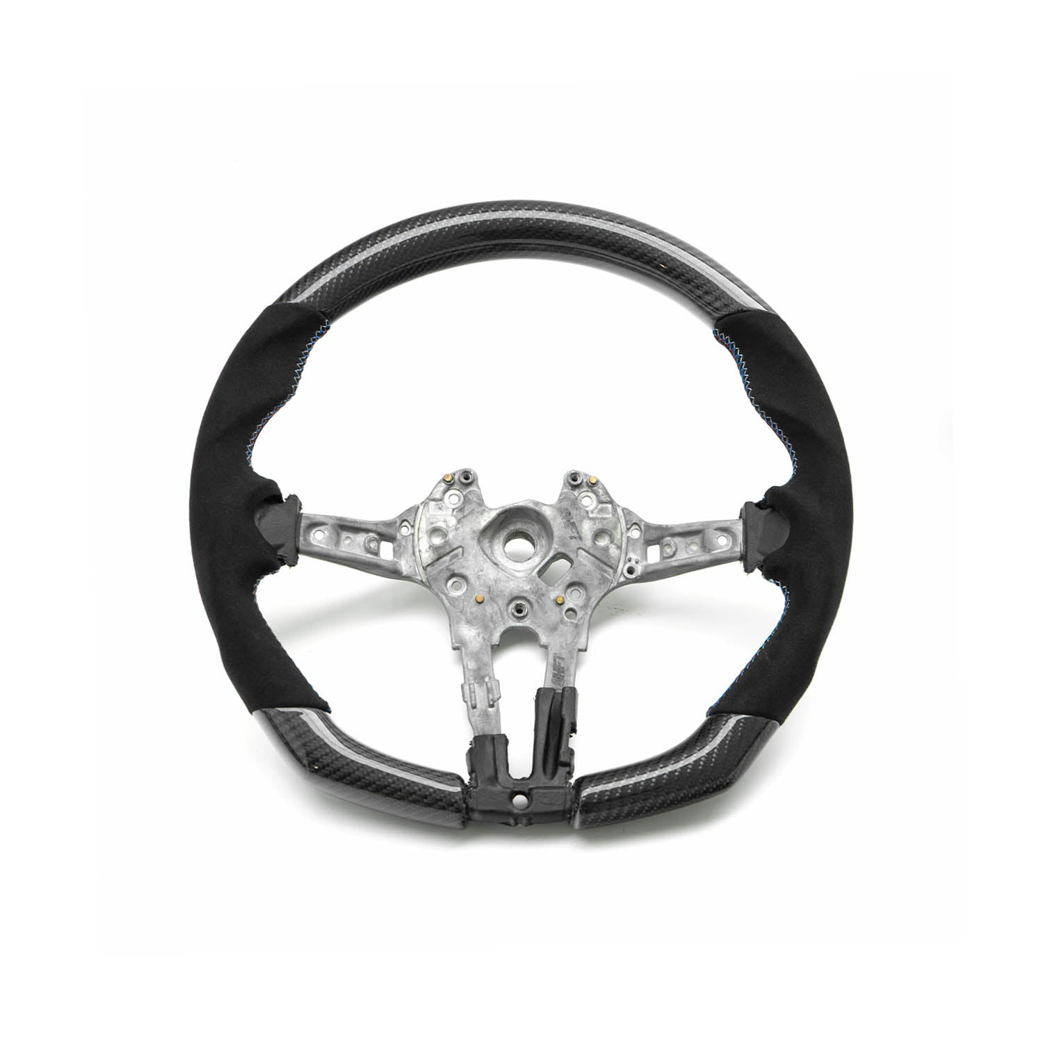 SHFT BMW F Series Flat Bottom Steering Wheel In Gloss Carbon Fibre & Alcantara