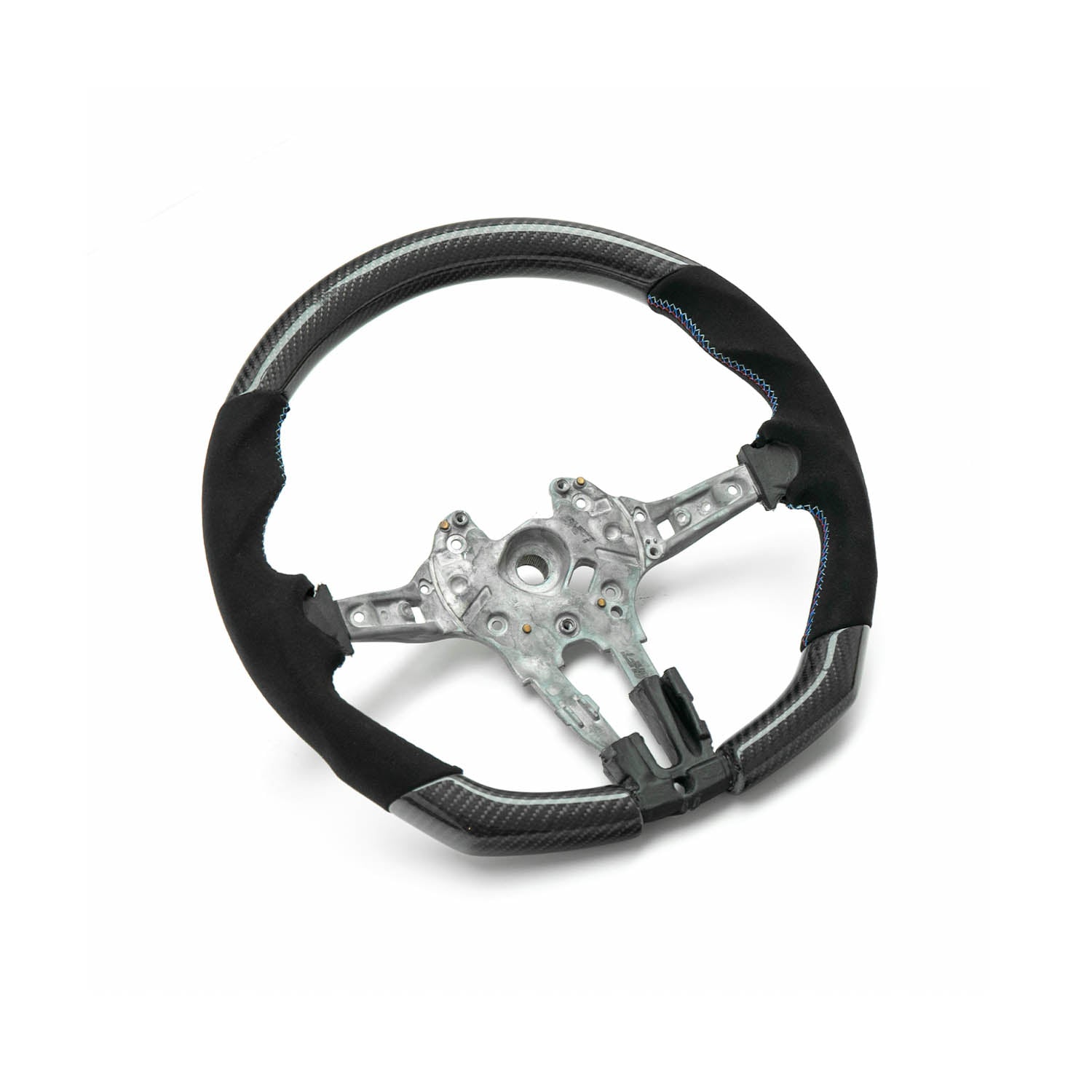 SHFT BMW F Series Flat Bottom Steering Wheel In Gloss Carbon Fibre & Alcantara