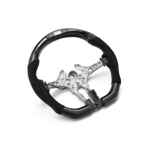 SHFT BMW F Series Flat Bottom Steering Wheel In Gloss Carbon Fibre & Alcantara With LED Race Display