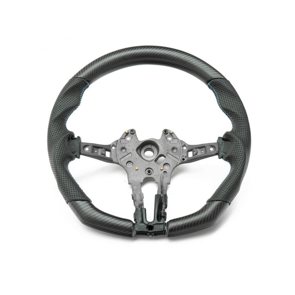 SHFT BMW F Series Flat Bottom Steering Wheel In Matte Carbon & Perforated Leather
