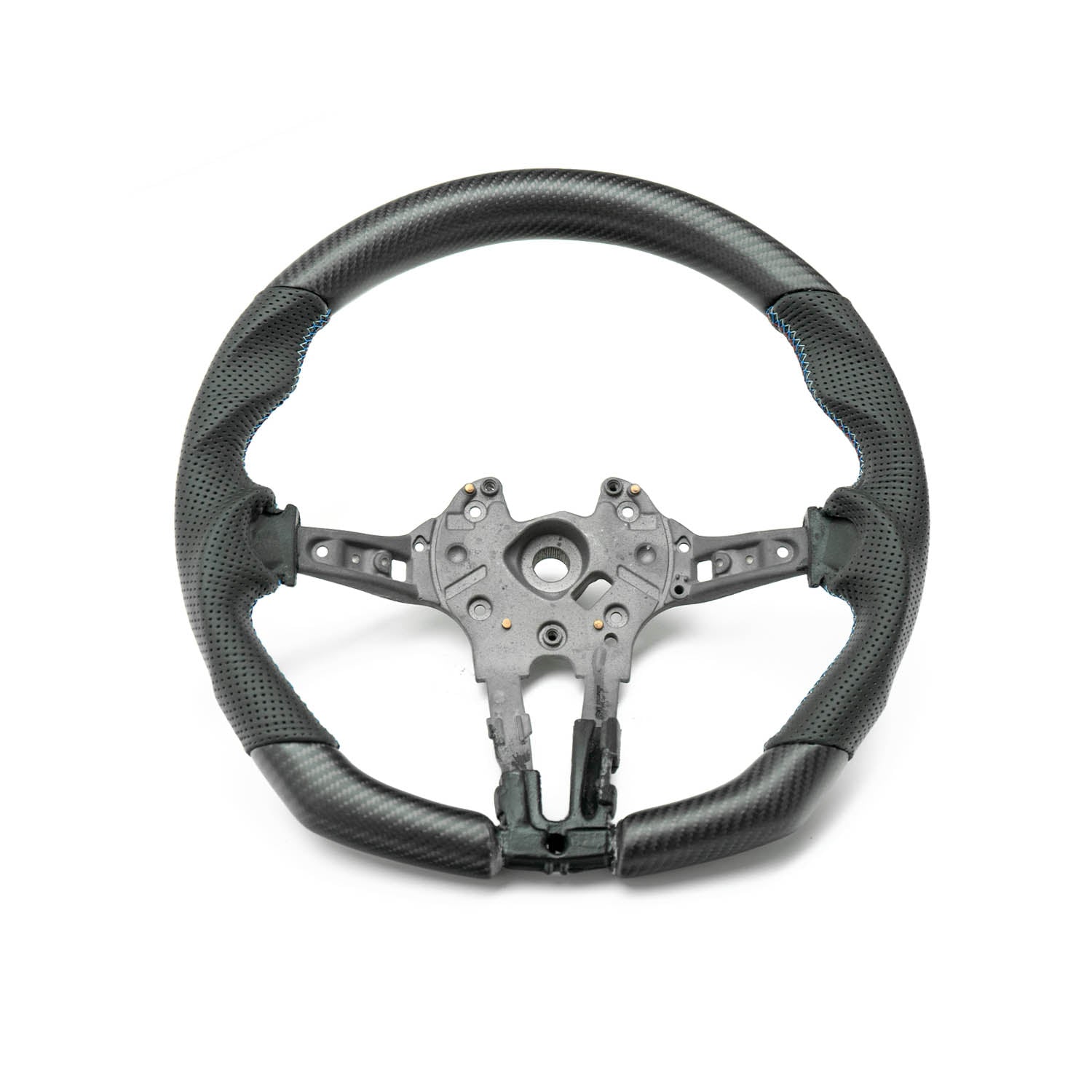 SHFT BMW F Series Flat Bottom Steering Wheel In Matte Carbon & Perforated Leather