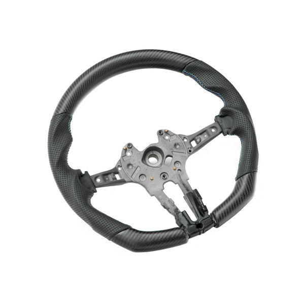 SHFT BMW F Series Flat Bottom Steering Wheel In Matte Carbon & Perforated Leather