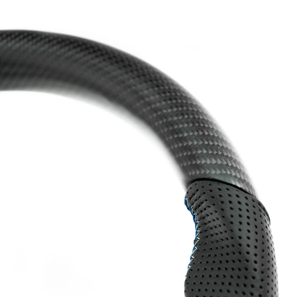 SHFT BMW F Series Flat Bottom Steering Wheel In Matte Carbon & Perforated Leather