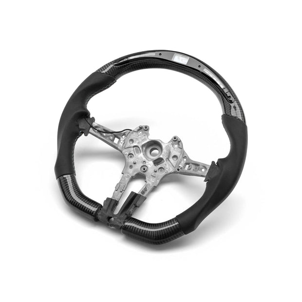 SHFT BMW Flat Bottom Steering Wheel In Gloss Carbon Fibre & Leather With LED Race Display