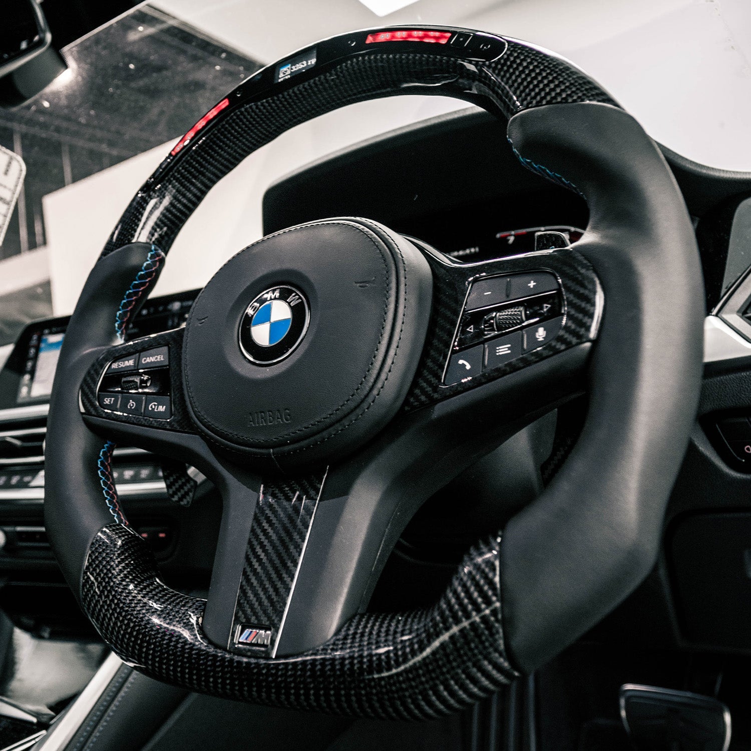 SHFT BMW G Series Steering Wheel Trim Cover In Gloss Carbon Fibre