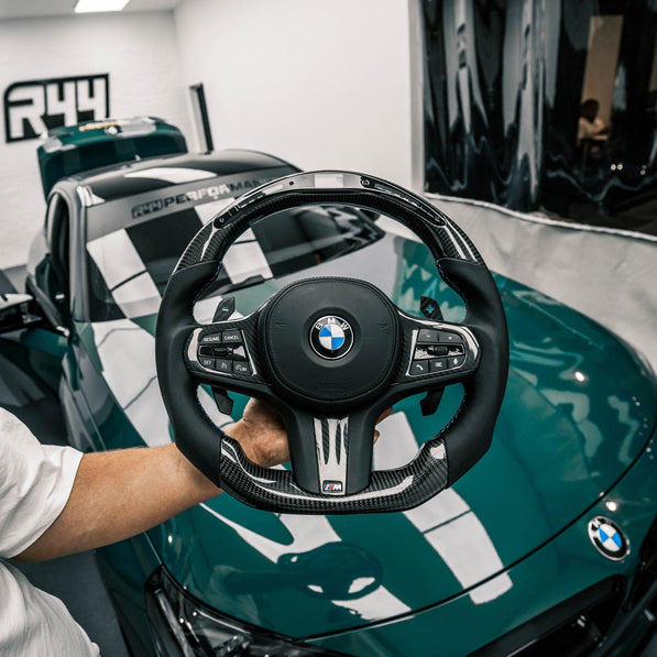 SHFT BMW G Series Steering Wheel Trim Cover In Gloss Carbon Fibre