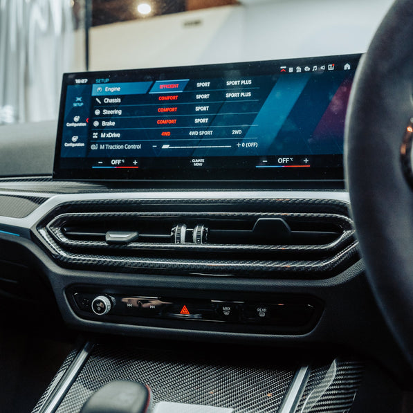 SHFT BMW G80 M3, G82 M4 & G87 M2 LCI Interior Inner Air Vent Trim In Gloss Carbon Fibre