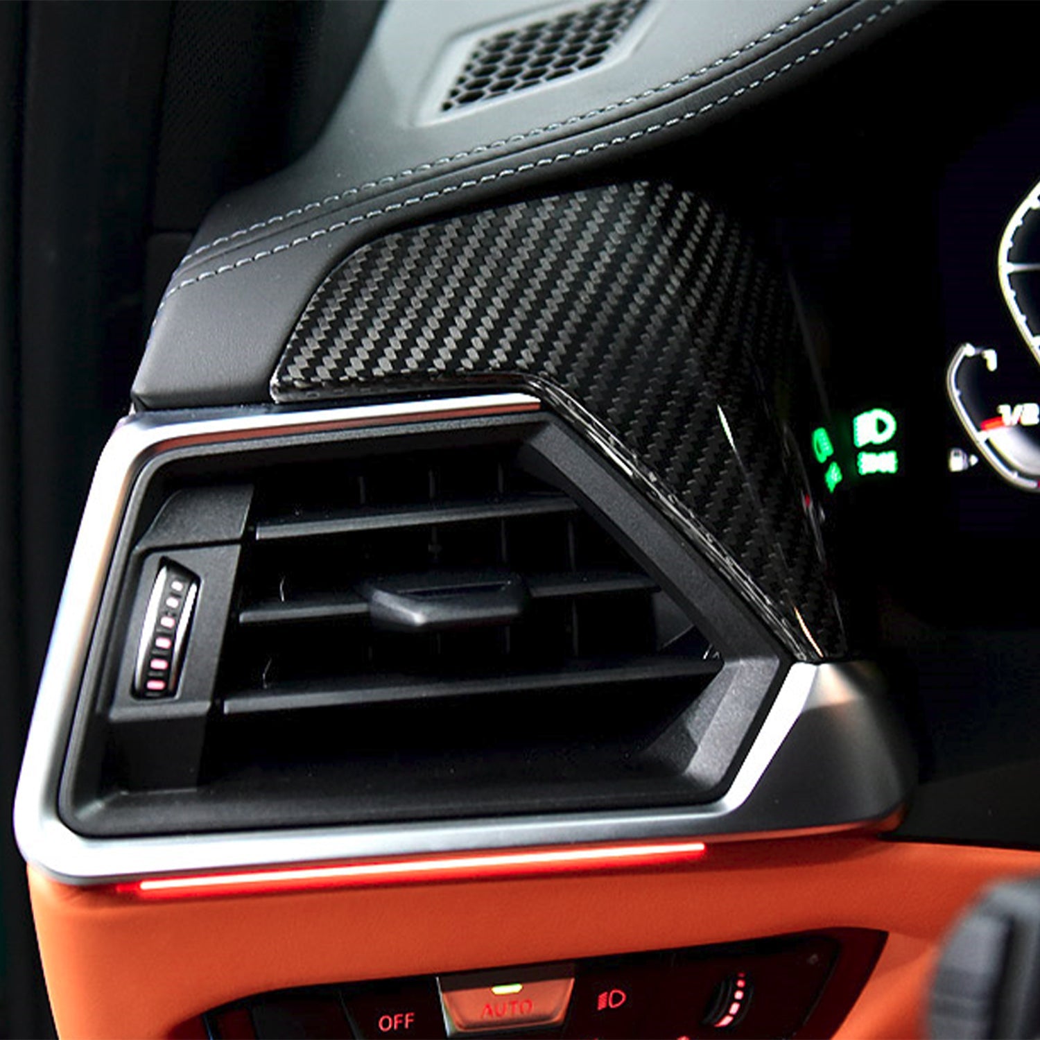 SHFT BMW M3/M4 Interior Air Vent Trim In Gloss Carbon Fibre (G80/G82/G83 Pre-LCI)