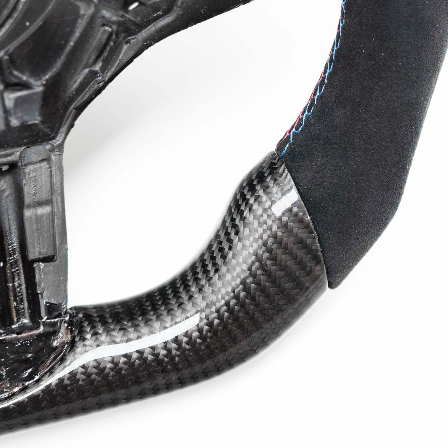 SHFT BMW G8X Flat Bottom Steering Wheel In Gloss Carbon Fibre & Alcantara With LED Display (G80 M3, G82 M4 & G87 M2)