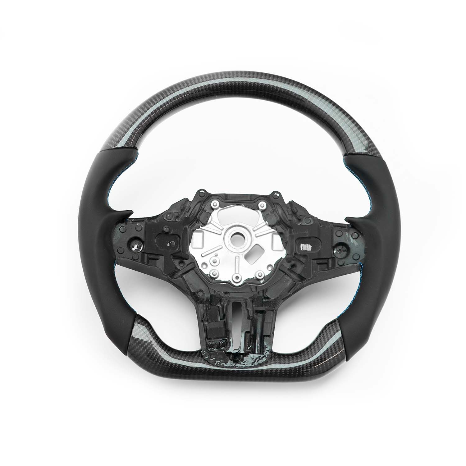 SHFT BMW G8X Flat Bottom Steering Wheel In Gloss Carbon Fibre & Leather (G80 M3, G82 M4 & G87 M2)