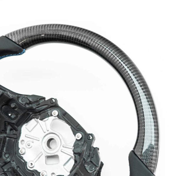SHFT BMW G8X Flat Bottom Steering Wheel In Gloss Carbon Fibre & Leather (G80 M3, G82 M4 & G87 M2)