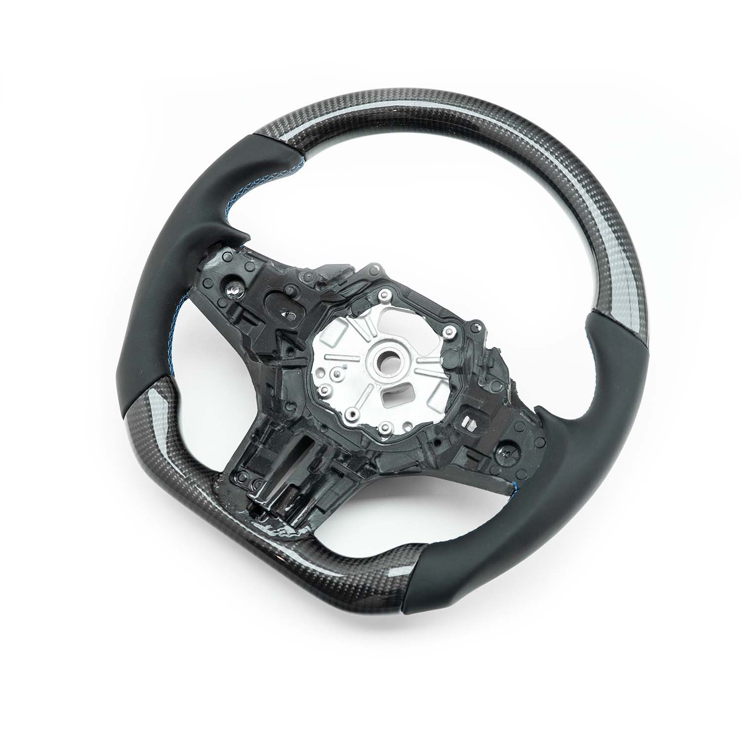 SHFT BMW G8X Flat Bottom Steering Wheel In Gloss Carbon Fibre & Leather (G80 M3, G82 M4 & G87 M2)