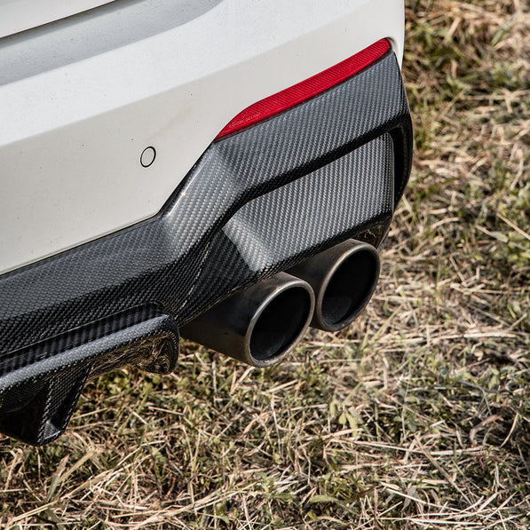 SooQoo BMW G22 G23 4 Series Rear Diffuser In Gloss Carbon Fibre