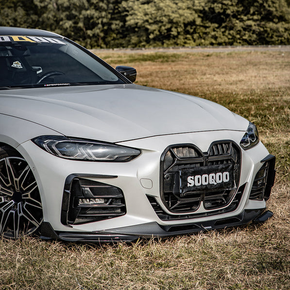SooQoo BMW G22 G23 4 Series Front & Rear Bumper Inserts In Gloss Carbon Fibre