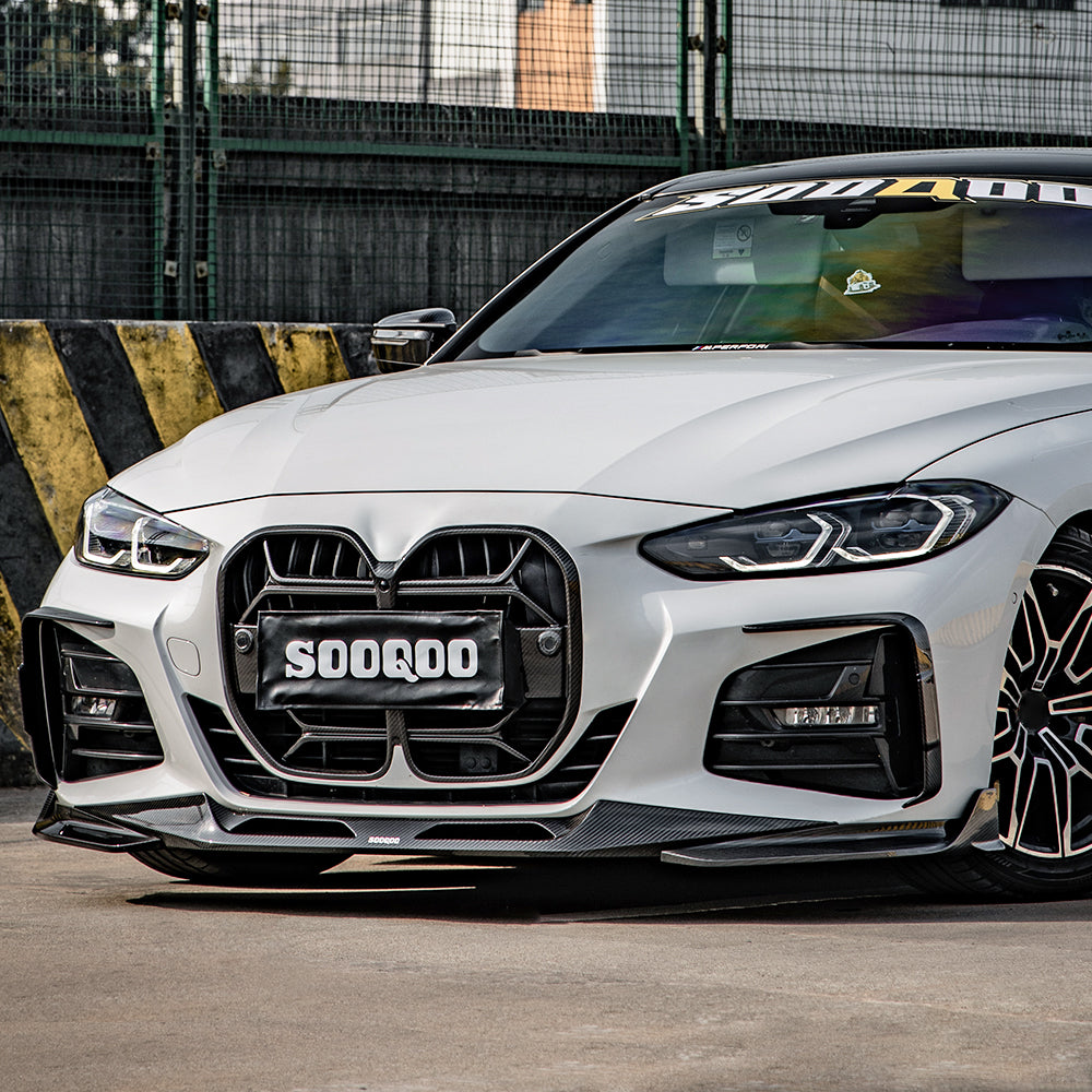 SooQoo BMW 4 Series G22 G23 Front Splitter In Gloss Carbon Fibre