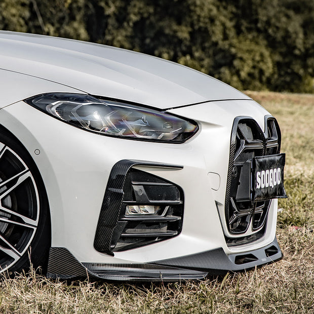 SooQoo BMW 4 Series G22 G23 Front Splitter In Gloss Carbon Fibre