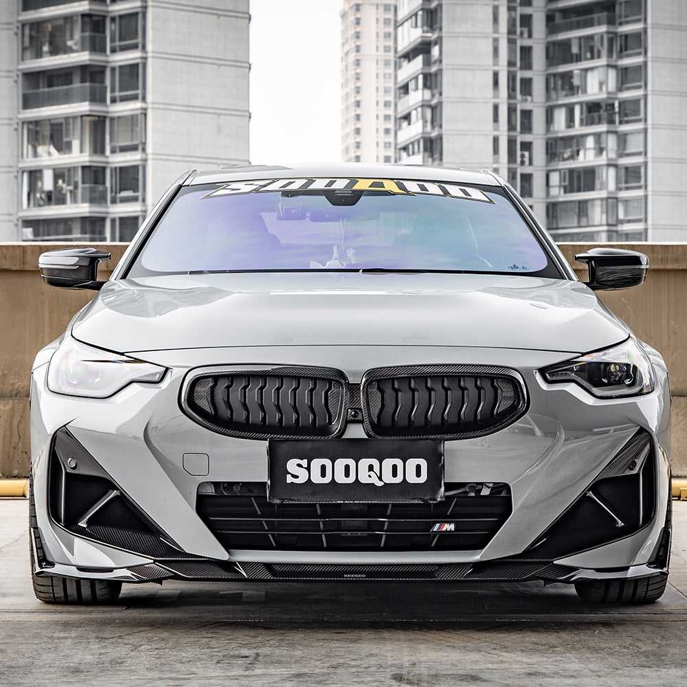 SooQoo BMW G42 M240i Front Splitter In Gloss Carbon Fibre