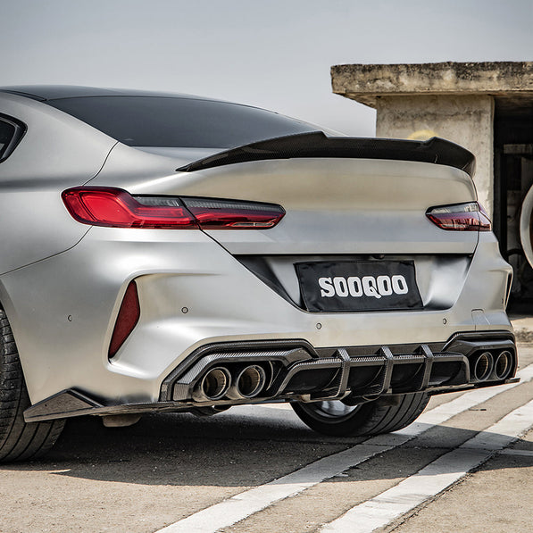 SooQoo BMW M8 F93 Gran Coupe Aggressive Rear Diffuser In Gloss Carbon Fibre
