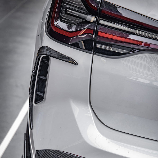 SooQoo BMW X3 G01 LCI Rear Bumper Inserts In Gloss Carbon Fibre