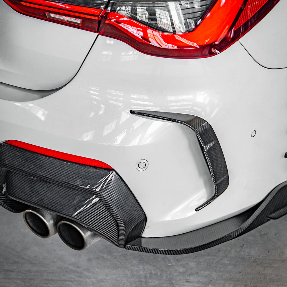 SooQoo BMW G22 G23 4 Series Front & Rear Bumper Inserts In Gloss Carbon Fibre