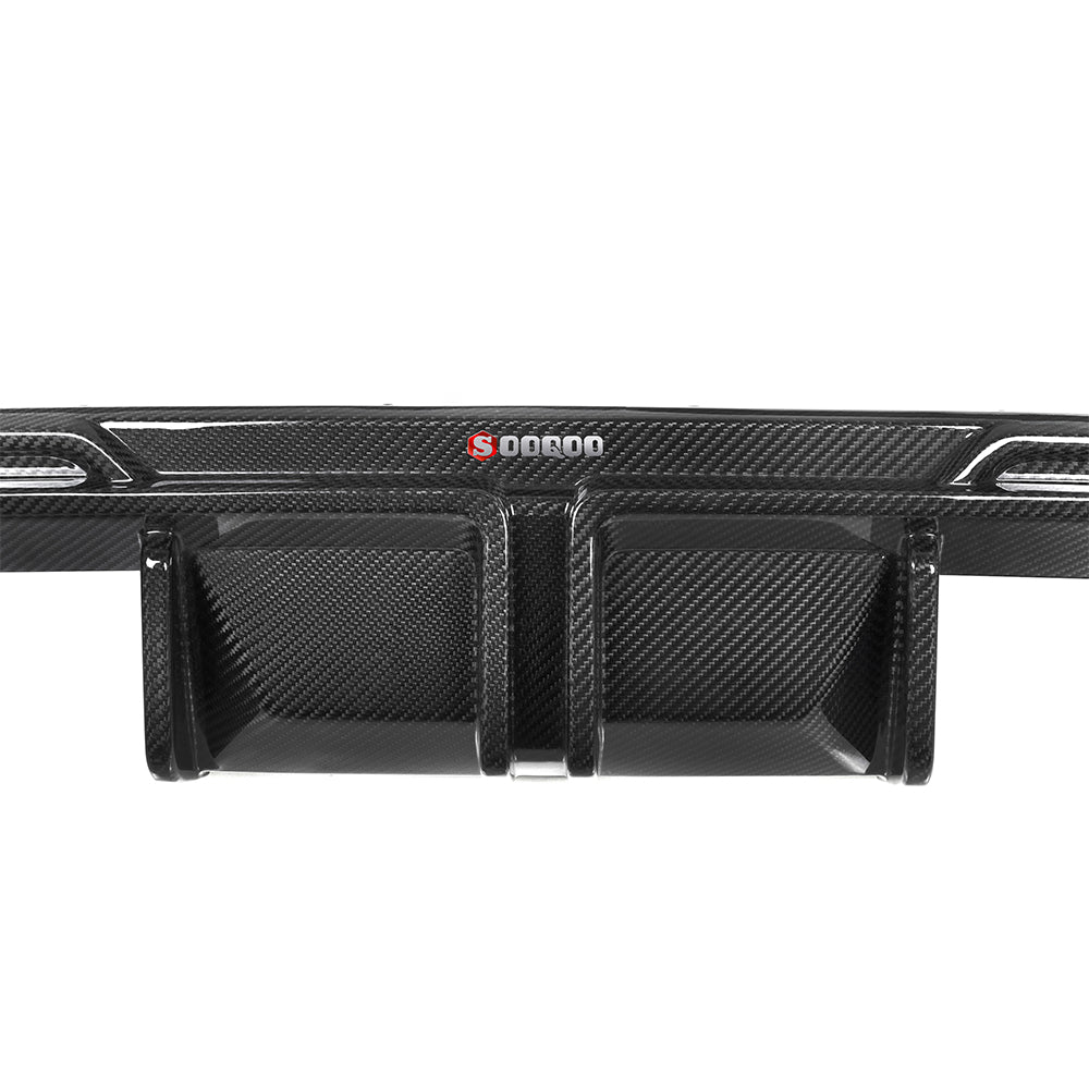 SooQoo BMW G80 & G81 M3 Rear Diffuser + Rear Splitters In Gloss Carbon Fibre