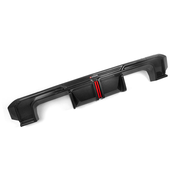 SooQoo BMW G80 & G81 M3 Rear Diffuser With Brake Light + Rear Splitters In Gloss Carbon Fibre