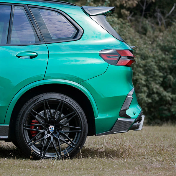 SooQoo BMW F95 X5M LCI Rear Bumper Trims In Gloss Carbon Fibre