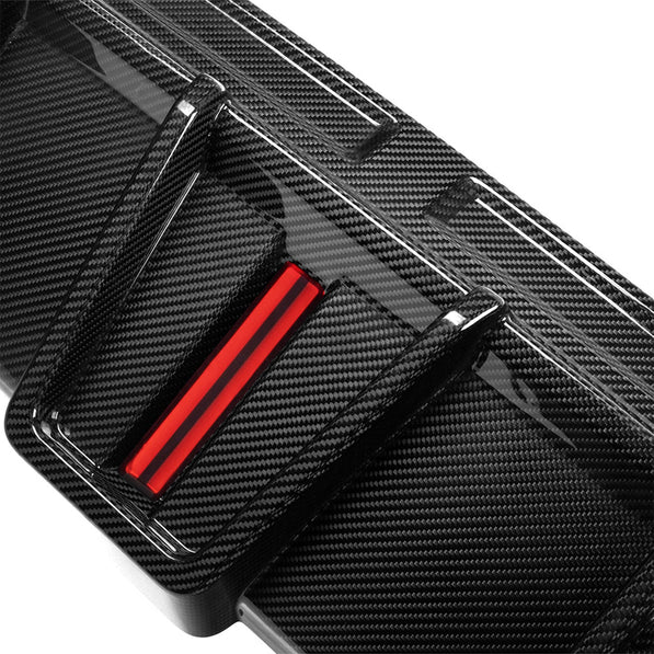 SooQoo BMW F96 X6M SQ-B Rear Diffuser With Brake Light In Gloss Carbon Fibre