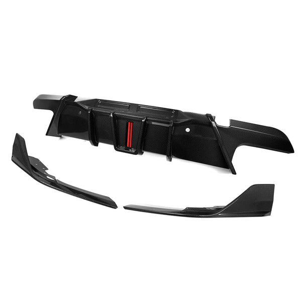 SooQoo BMW F96 X6M SQ-B Rear Diffuser With Brake Light In Gloss Carbon Fibre