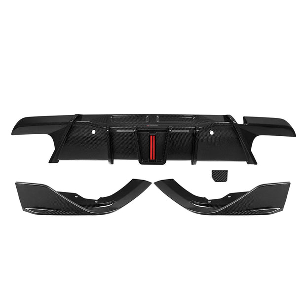 SooQoo BMW F96 X6M SQ-B Rear Diffuser With Brake Light In Gloss Carbon Fibre
