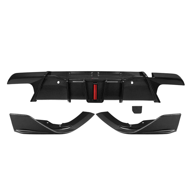 SooQoo BMW F96 X6M SQ-B Rear Diffuser With Brake Light In Gloss Carbon Fibre