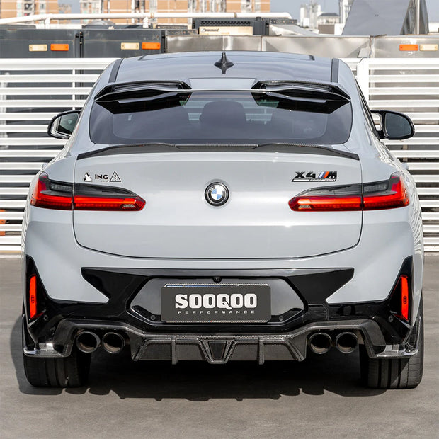 SooQoo BMW X3M F97 & X4M F98 LCI Rear Diffuser In Gloss Pre Preg Carbon Fibre (Facelift 2022+)
