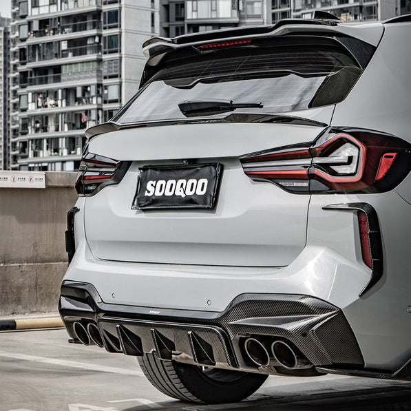SooQoo BMW F97 X3M LCI SQ Rear Canards In Gloss Pre Preg Carbon Fibre (Facelift 2022+)