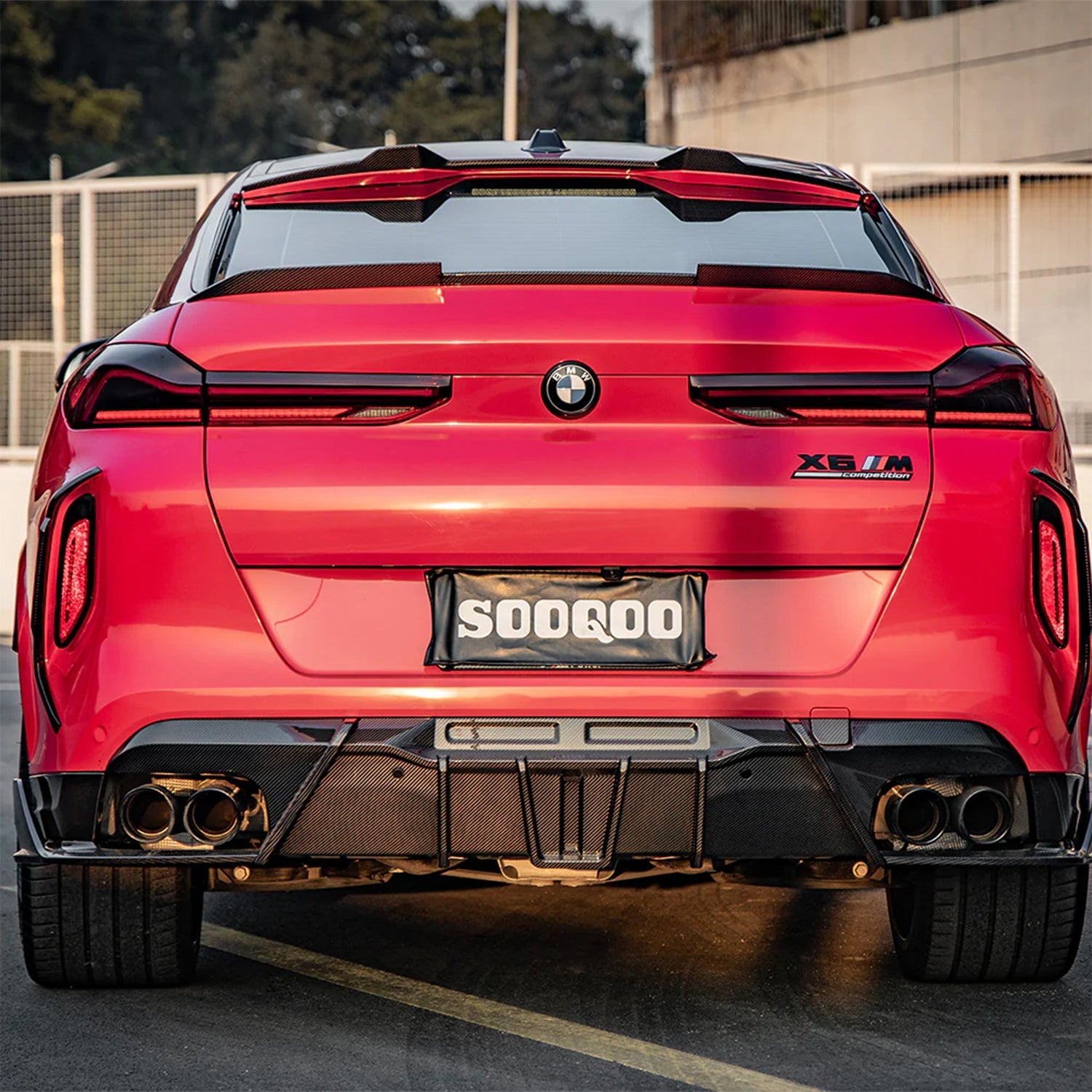SooQoo BMW F96 X6M & G06 X6 Roof Spoiler In Gloss Carbon Fibre
